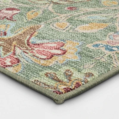 2'x3' Comfort Mat Floral Accent Rug Sage Green - Threshold™ 4 2'x3' Comfort Mat Floral Accent Rug Sage Green - Threshold™ - Image 2