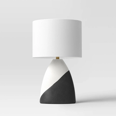 20.5"x12.5" Modern Table Lamp Black/White - Threshold™: Ceramic Base, Linen Shade, UL Listed, No Assembly Required 3 20.5"x12.5" Modern Table Lamp Black/White - Threshold™: Ceramic Base, Linen Shade, UL Listed, No Assembly Required