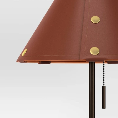 Table Lamp With Leather Shade Brown - Threshold™: Metal Base, Cone Shape, No Assembly, SGS Certified, 20" Height 5 Table Lamp With Leather Shade Brown - Threshold™: Metal Base, Cone Shape, No Assembly, SGS Certified, 20" Height - Image 3